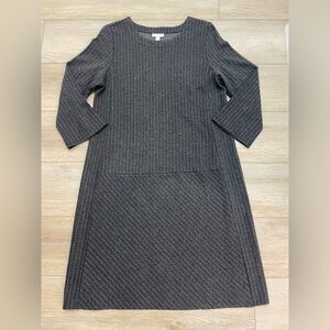 J. Jill Ponte Charcoal gray Pinstripe 3/4 sleeve dress NWT size Medium